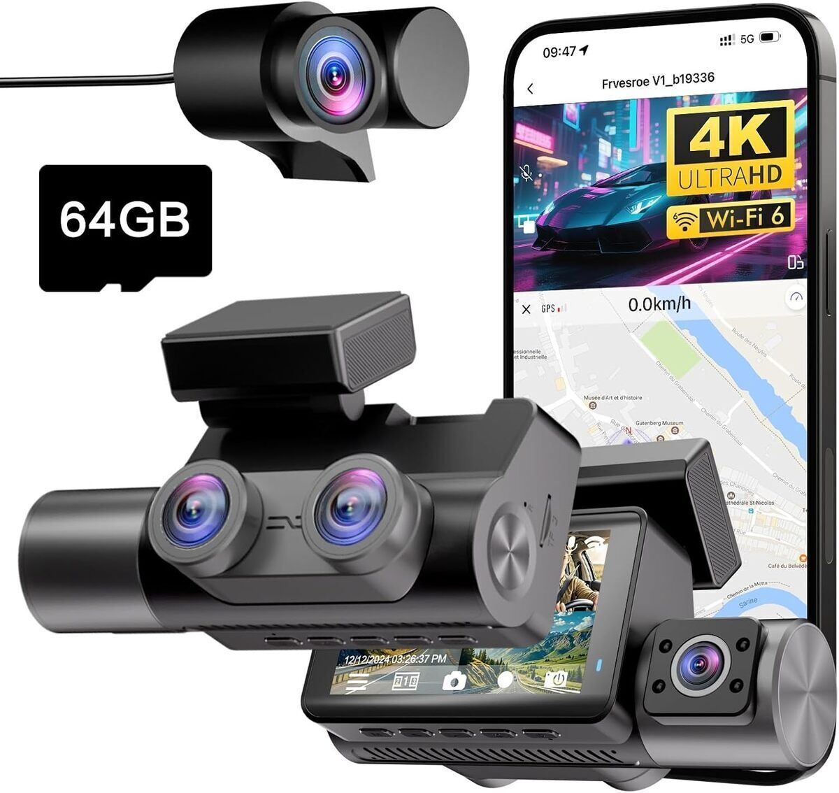 Test de la dashcam Frvesroe V1 : triple caméra 4K avec GPS et vision nocturne