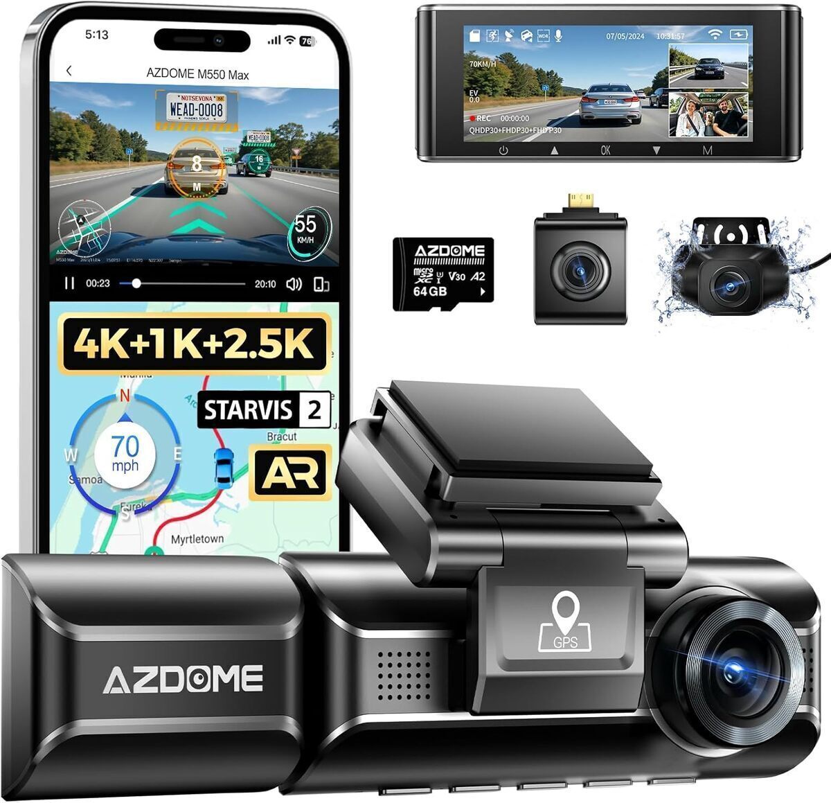 Test de la dashcam AZDOME 4K triple caméra : performance et polyvalence