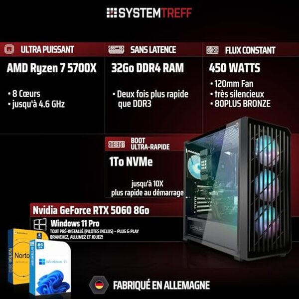 Découvrez notre test complet du PC gamer Systemtreff équipé d'un Ryzen 7 et d'une RTX 5060. Performance, benchmark et avis détaillé pour les gamers exigeants.